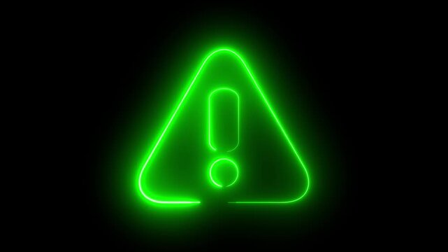 Vector Illustration Neon Glowing Warning Sign. Realistic night signboard. Night bright advertising. Vector illustration.