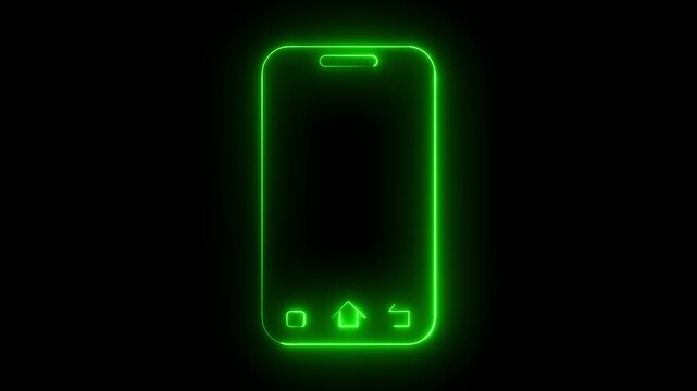 Smartphone icon, flat. Smartphone symbol glowing animation. glowing mobile phone sign.