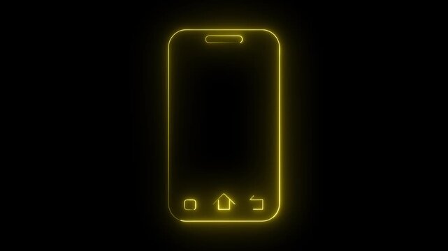 Smartphone icon, flat. Smartphone symbol glowing animation. glowing mobile phone sign.