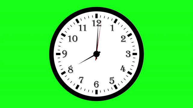Digital clock and analog circle clock 24 hours animation. alarm clock animation with green screen , time passing and opportunities concept. 4K video