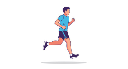 Obraz premium Young man running in athletic wear on a plain background