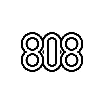 Modern 808 Number Icon Logo Design, Bold Outline, Minimalist Graphic