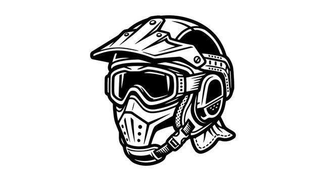 Motocross Helmet and Goggles - Vector Illustration
