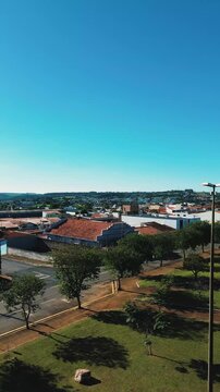 Aerial drone view of Brazilian city neighborhood