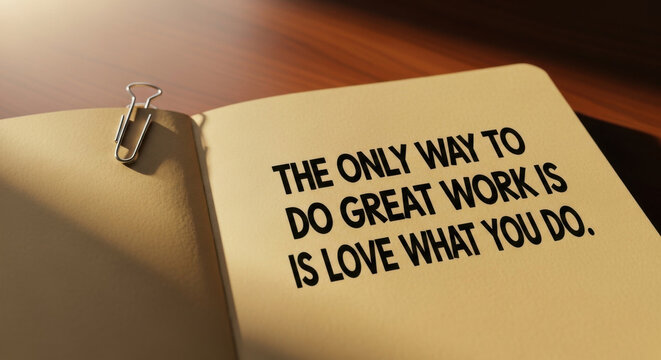 Motivational Quote About Loving Your Work Open Notebook