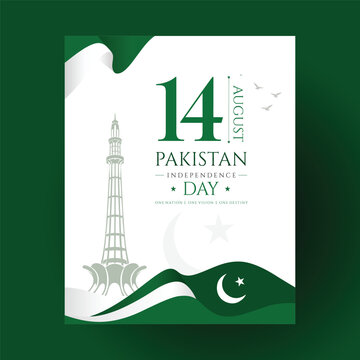 Pakistan Independence Day artwork celebrating 14 August with patriotic green and white theme, national flag elements, festive design, and cultural pride for social media, posters, banners, and greetin