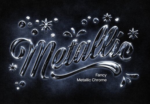 Fancy Metallic Chrome Text Effect For Poster And Branding Design