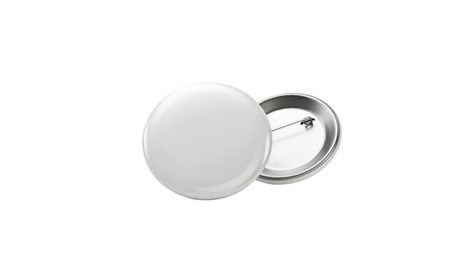 Blank white round pin button badge isolated on transparent background