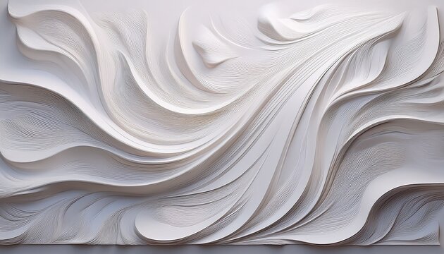 serene abstract bas relief art on a white surface a delicate minimalist composition with flowing organic texture creating a contemporary background