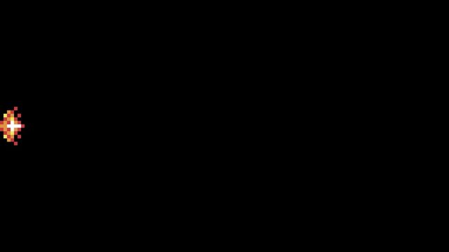 Pixel Art Energy Laser Beam with Explosion Impact Animation. Featuring a long, straight laser beam with a bright energy core and a powerful impact explosion at the endpoint.