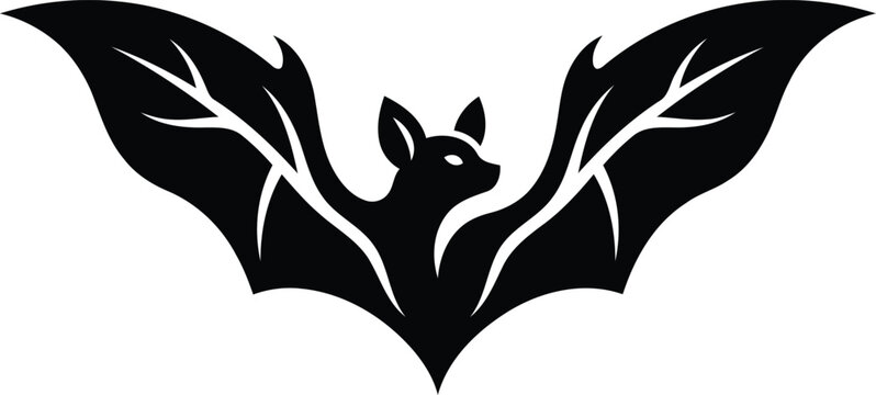 Black silhouette of a bat with spread wings isolated vector illustration