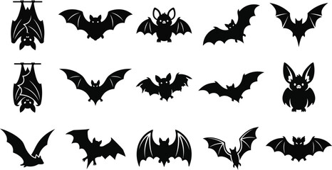 Fototapeta premium Halloween bat silhouettes diverse collection for spooky season designs decorations