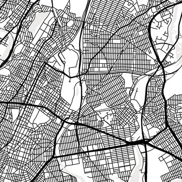 Symbol Map of the City The Bronx (New York, USA) showing the city center with a simple road network of black lines