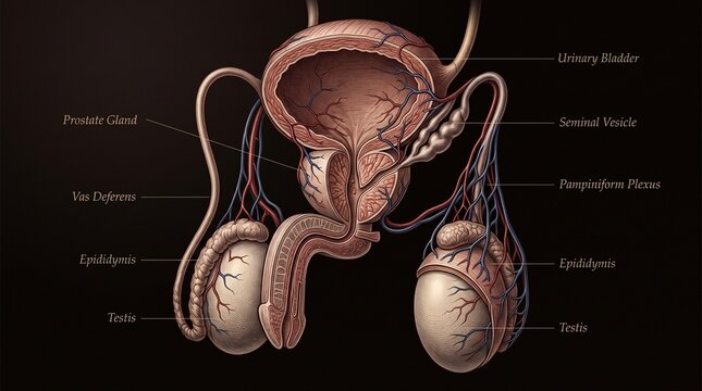 Human Prostate Bladder Base and Testicles Vascular Model