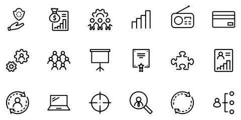 Fototapeta premium People Management Line Icons Set for HR, Recruitment and Business Vector Illustration on Transparent Background
