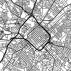 Obraz premium Symbol Map of the City Charlotte (North Carolina, USA) showing the city center with a simple road network of black lines