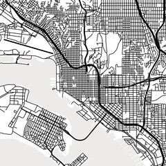 Obraz premium Symbol Map of the City San Diego (California, USA) showing the city center with a simple road network of black lines