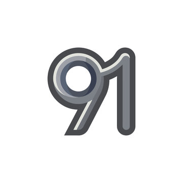 Dynamic Modern Minimalist 3D Number 91 Logo with Gradient Shading and Abstract Swirl Design with high quality professional line art symbols for modern creative design and digital branding projects