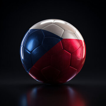 Pallone di calcio con i colori della Repubblica Ceca. Mondiali di calcio. FIFA e UEFA.