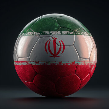 Pallone di calcio con i colori dell'Iran. Mondiali di calcio. FIFA e UEFA.