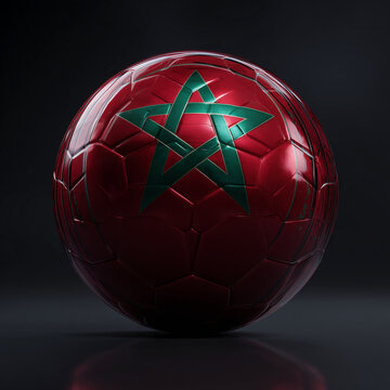 Pallone di calcio con i colori del Marocco. Mondiali di calcio. FIFA e UEFA.