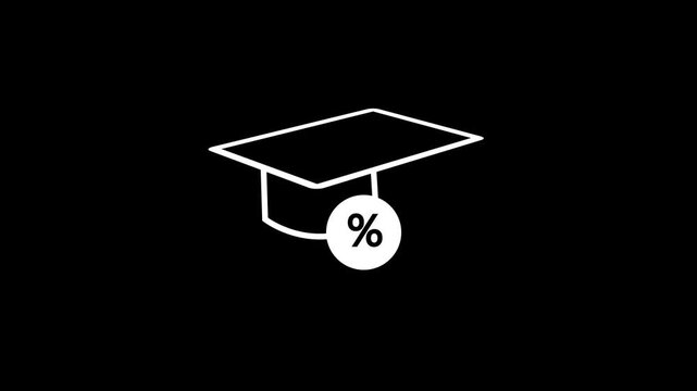 White Graduation cap and coin icon isolated on blue background. Education and money. Concept of scholarship cost or loan, tuition or study fee. 4K Video motion graphic animation