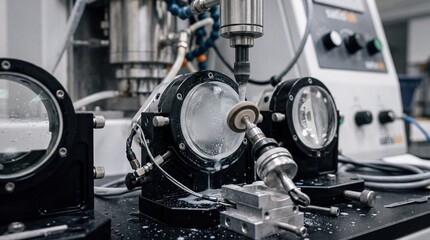 Fototapeta premium Precision Optical Lens Polishing in Advanced Manufacturing Facility