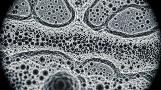 Microscopic plant stem cross section revealing vascular bundle and cellular structure with detailed texture, pattern, and intricate biological network