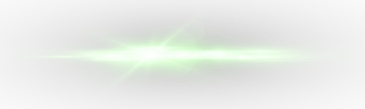 Radiant starburst with horizontal light rays. Bright glowing flare with sparkling dust.