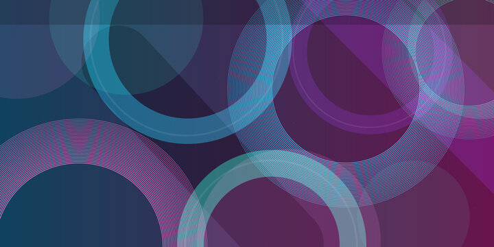 Abstract graphic background with overlapping concentric circles and thin line patterns in deep blue and purple gradient colors.