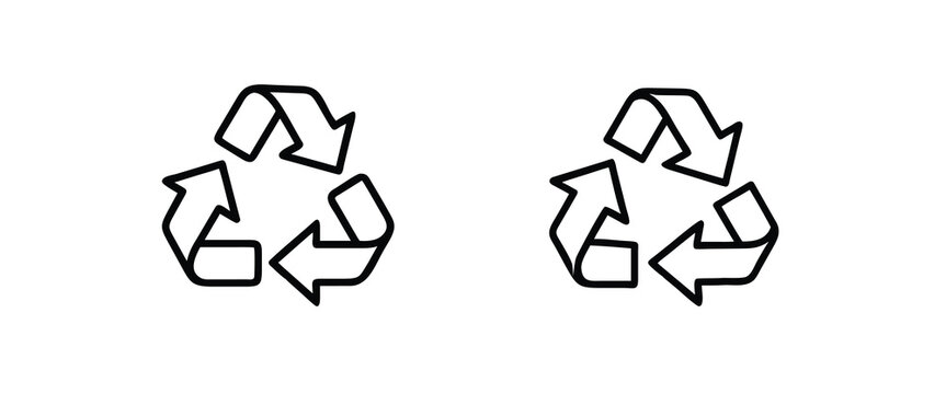 Recycle web line icons set recycling symbol, eco arrow, reuse sign, waste reduction  vector illustration with editable stroke.