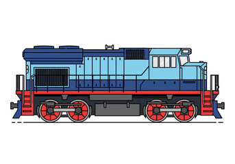 Blue Train Engine with Red Wheels. © Afif