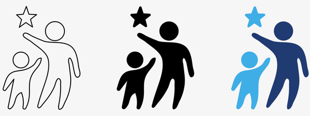 Fototapeta premium Mentorship Guidance Success icon collections. Containing Teacher, Child, Star, Growth and more icons.