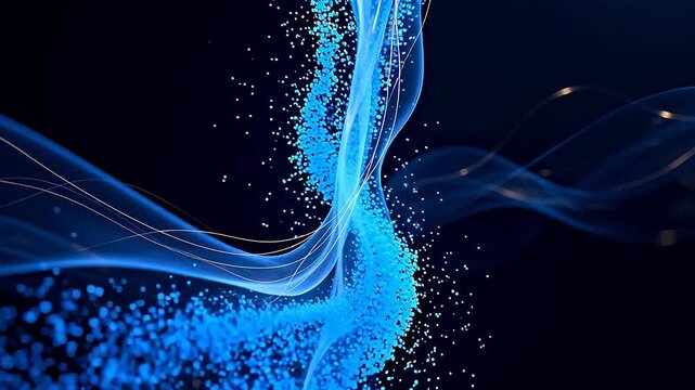 Abstract blue light particles and curves