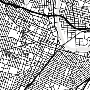 Symbol Map of the City Newark (New Jersey, USA) showing the city center with a simple road network of black lines