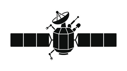 satellite silhouette on white background spacecraft orbit astronomy technology science exploration communication © Ataullah
