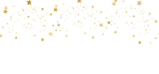 Golden star confetti border pattern template isolated on white background for luxury holiday cards corporate greetings and celebration banners © MdHamidul