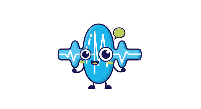 Cute Cartoon Pill Character Lifting Weights