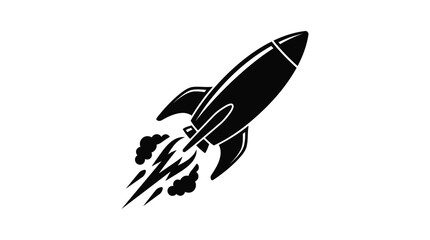 rocket launch silhouette on white background spacecraft vehicle flight astronautics exploration technology © Ataullah