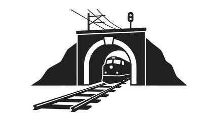 train entering tunnel silhouette railway tracks transportation travel locomotive railroad vehicle journey © Ataullah