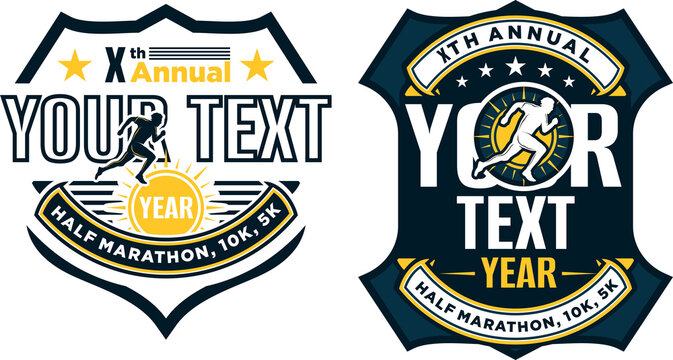 Marathon Event Logo Template Vintage Running Badge Vector