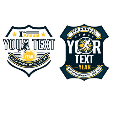 Marathon Event Logo Template Vintage Running Badge Vector