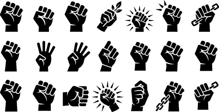 Fist Raised Icons for Protest Resistance and Strength Collection raised fist