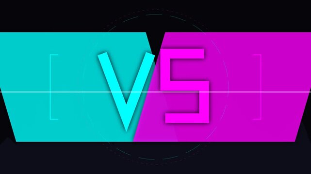 Versus screen motion graphic for esports gaming competition or battle challenge with teal and magenta colors