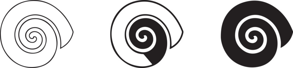 Empty Land Snail Shell Black Silhouette Outline Vector. © IconNest