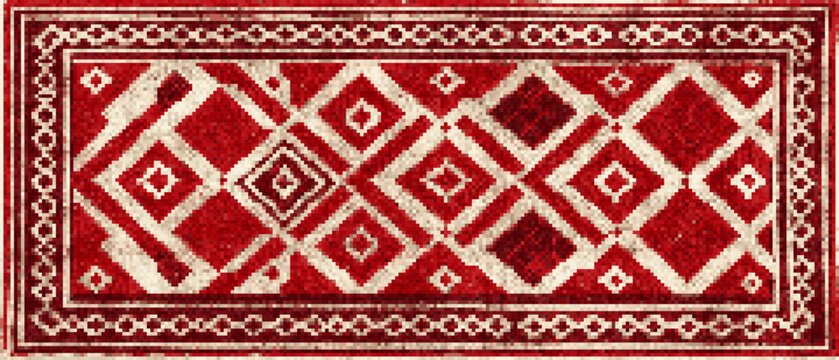 Moroccan Berber Cross-Stitch Geometric Rug Pattern - Ornate Needlepoint Carpet Embroidery Chart, Pixel Moroccan Tapestry for Cushion, Blanket, Wall Hanging & Home Decor