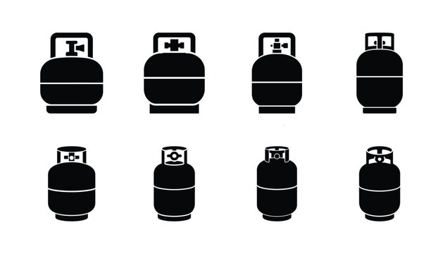 LPG gas cylinder silhouette symbol design, Propane tank vector illustrations on white background