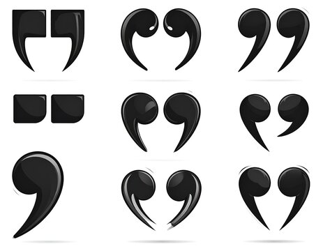 Quotation Marks Black Set.