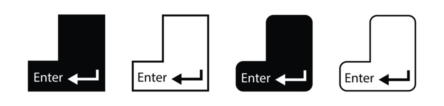 Enter Key Icon Set Collection - Solid, Outline, Rounded and Line Style Keyboard Return Button Vector Illustration