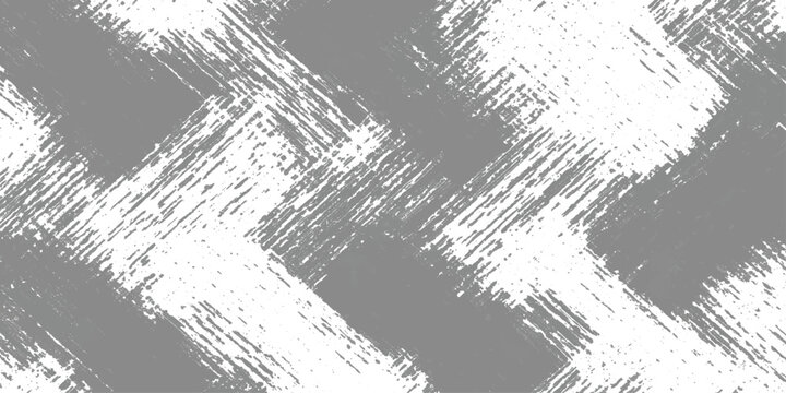 Abstract grey and white herringbone pattern brush stroke texture vector background with distressed vintage grunge look